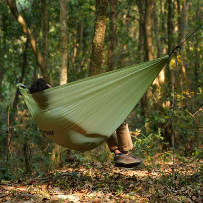 Scenic overlook with lightweight hammock setup
