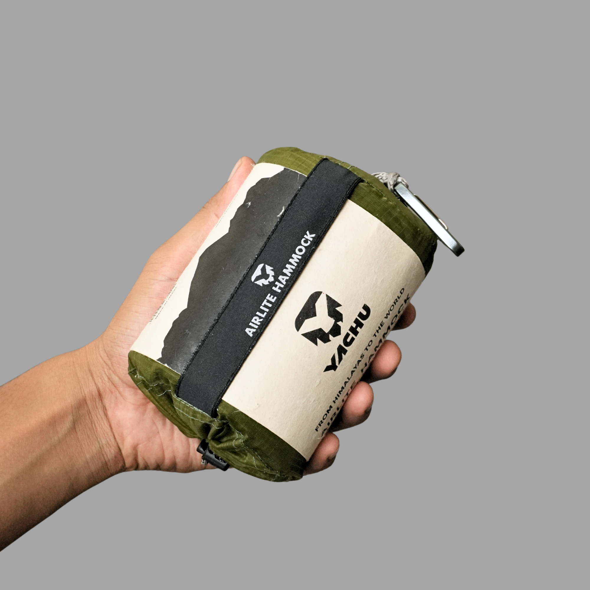 Yachu Airlite Hammock Set in green, compact carrying pouch