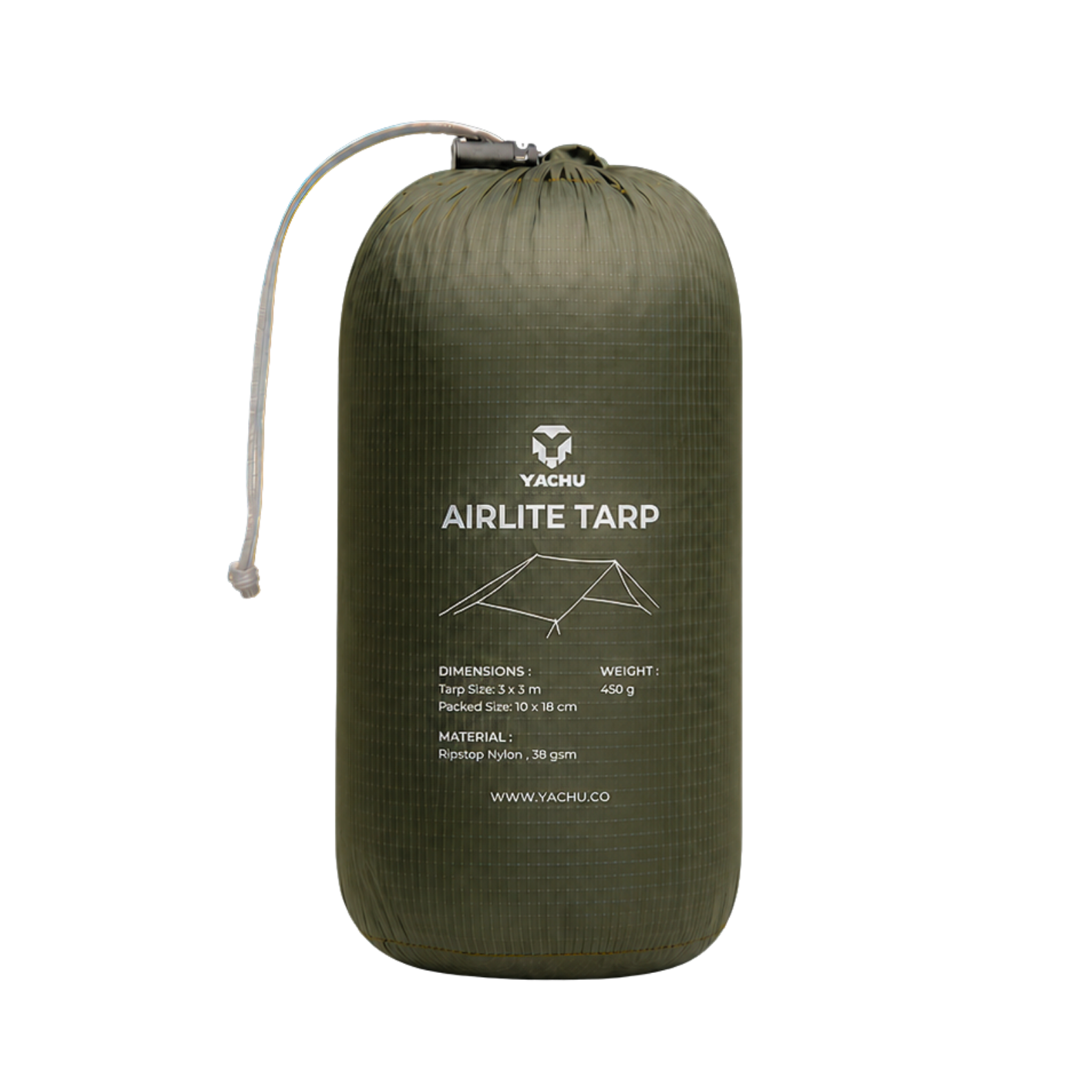 Yachu Airlite Tarp, 450g waterproof rain shelter, 3x3m coverage
