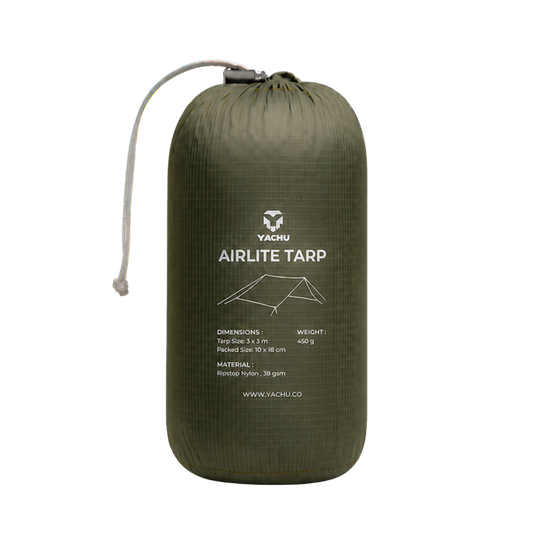 Yachu Airlite Tarp, 450g waterproof rain shelter, 3x3m coverage